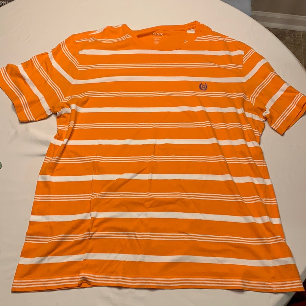 Chaps orange & white striped men’s crew neck tee
